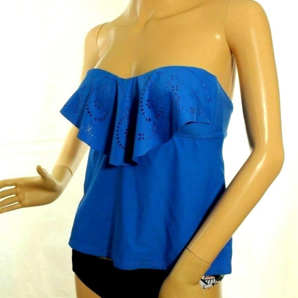 Hula Honey Blue Swimsuit Ruffle Popover Tankini